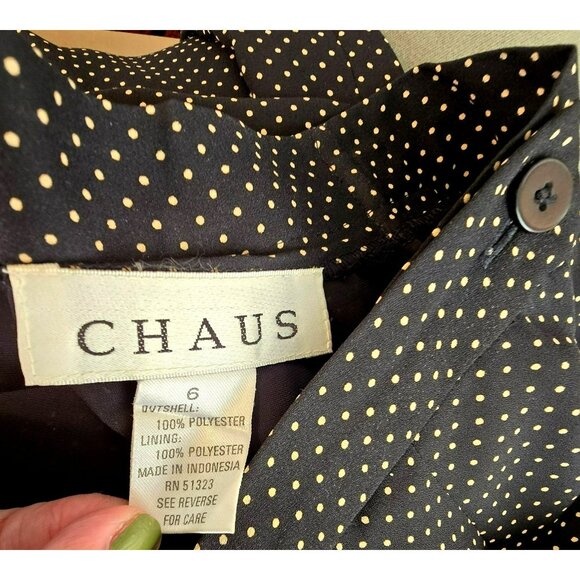 Chaus Womens Size 6 Black & Tan Polka Dot Polyester Pants Vintage HS159 - Picture 9 of 9